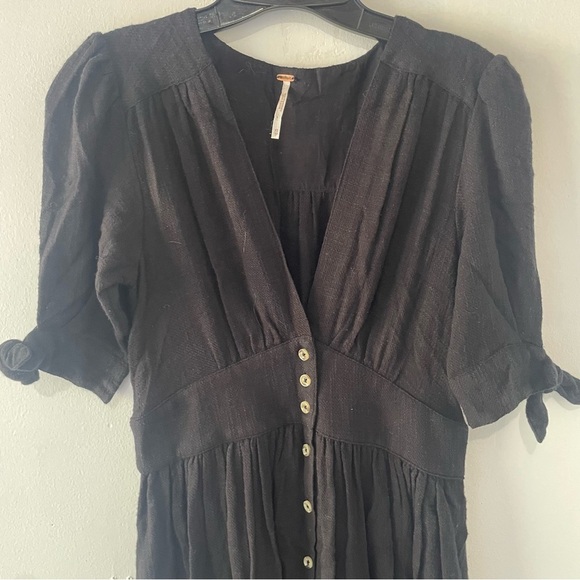 Free People Black Cotton Love Of My Life Button Down Midi Dress 37383 - Picture 4 of 10